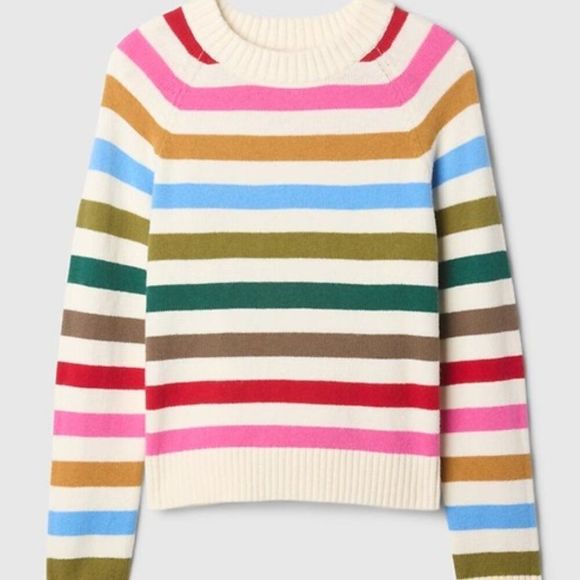 GAP Women's CashSoft Crewneck Sweater Size XS Multi Color Stripe - Picture 1 of 3